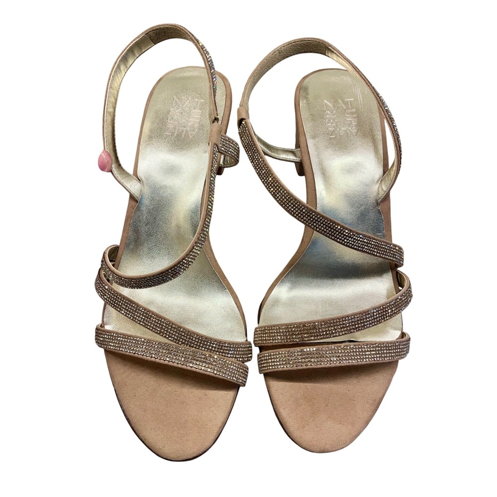 Naturalizer Womens Vanessa CremePink Rhinestone Detailing Contour Sandals Size 8